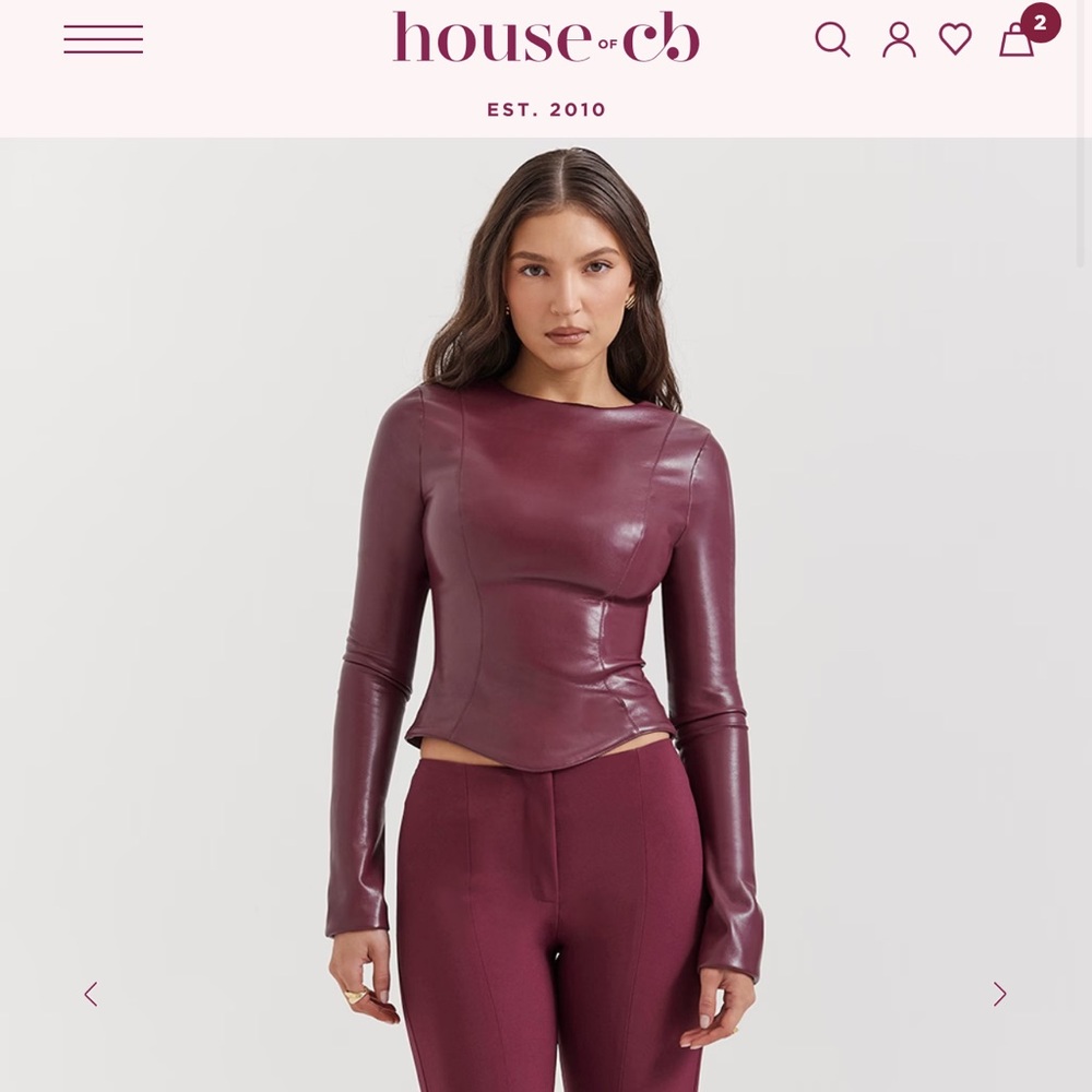 House of CB Maroon Leather Top